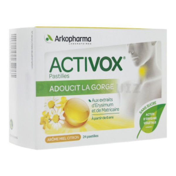 Activox - Maux De Gorge, Toux Sèche Citron, 24 comprimés à sucer