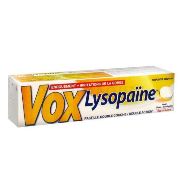 VOX Lysopaïne citron eucalyptus sans sucre 18 pastilles