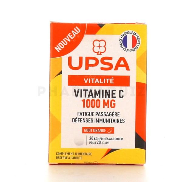 UPSA Vitalité Vitamine C 1000mg fatigue passagère 20 comprimés